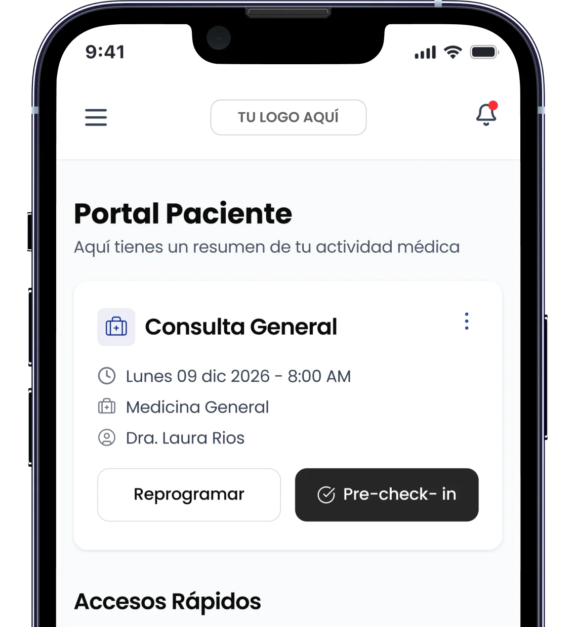 Portal del paciente de Clinova en el celular: citas, fórmulas y teleconsulta